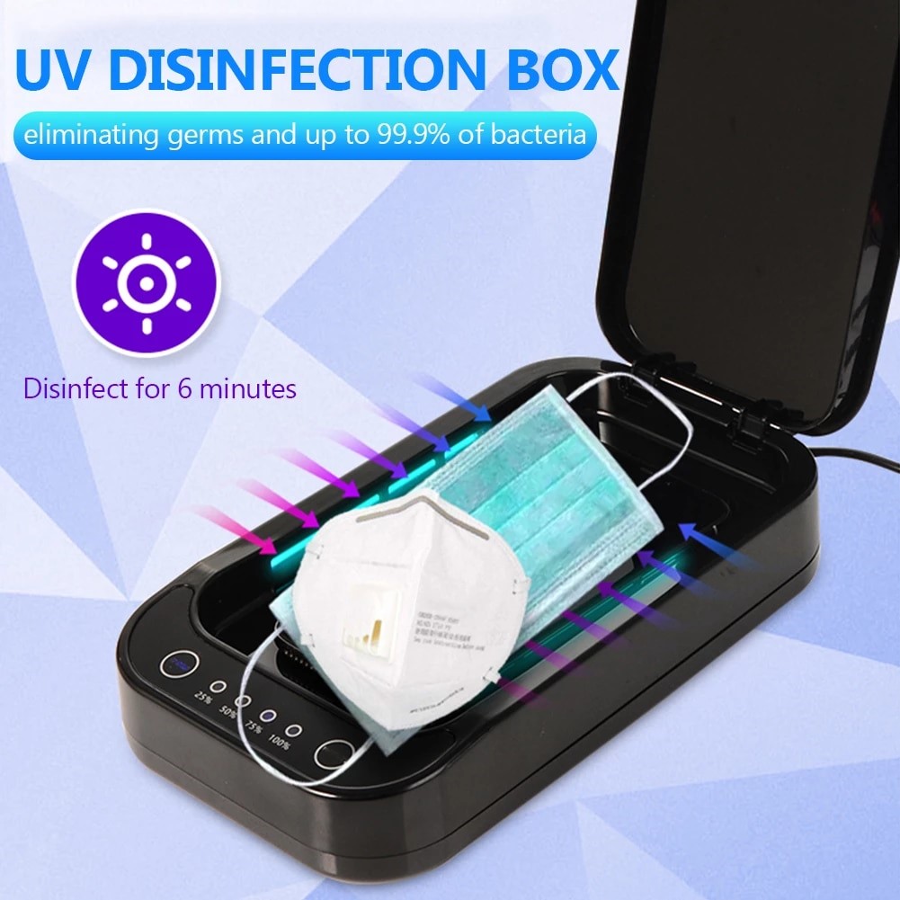 Phone Sterilizer Cleaner with Double Ultraviolet Disinfection Lamp Mini Style Winbang UV Disinfection Box